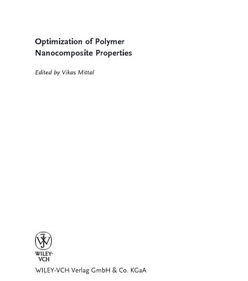 خرید و دانلود نسخه کامل کتاب Optimization of Polymer Nanocomposite Properties
