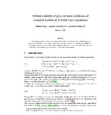 خرید و دانلود نسخه کامل کتاب Orbital stability of ground state solutions of coupled nonlinear Schrödinger equations