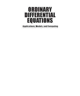 خرید و دانلود نسخه کامل کتاب Ordinary Differential Equations: Applications, Models, and Computing