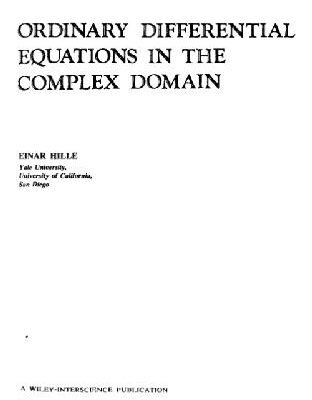خرید و دانلود نسخه کامل کتاب Ordinary Differential Equations in the Complex Domain