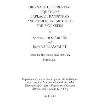 خرید و دانلود نسخه کامل کتاب Ordinary Differential Equations, Laplace Transform and Numerical Methods