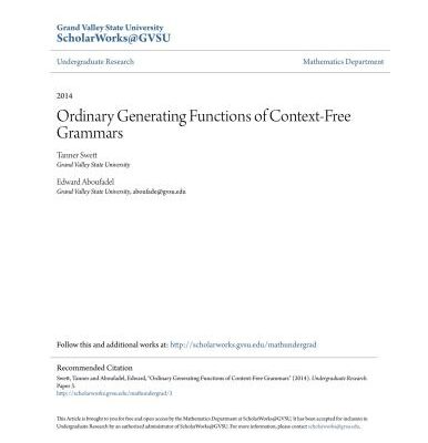 خرید و دانلود نسخه کامل کتاب Ordinary Generating Functions of Context-Free Grammars