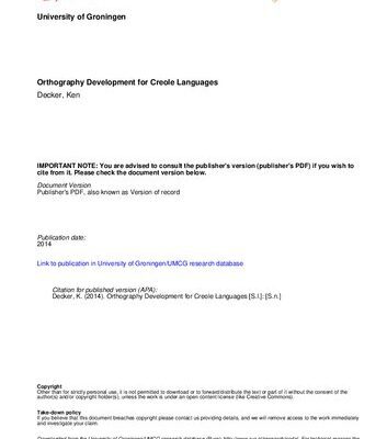 خرید و دانلود نسخه کامل کتاب Orthography Development for Creole Languages