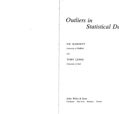 خرید و دانلود نسخه کامل کتاب Outliers in Statistical Data (Probability & Mathematical Statistics)