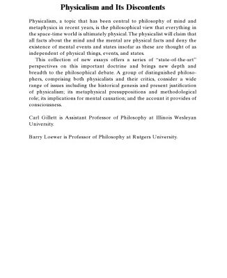 خرید و دانلود نسخه کامل کتاب Physicalism and its Discontents
