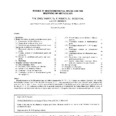خرید و دانلود نسخه کامل کتاب Physics in multidimensional spaces and the beginning of metagalaxy