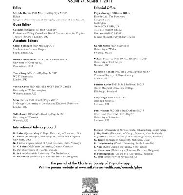 خرید و دانلود نسخه کامل کتاب Physiotherapy, Volume 97, Issue 1 (2011)