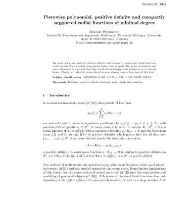 خرید و دانلود نسخه کامل کتاب Piecewise polynomial, positive definite and compactly supported radial functions of minimal degree