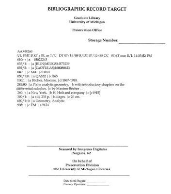 خرید و دانلود نسخه کامل کتاب Plane analytic geometry, with introductory chapters on the differential calculus