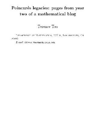 خرید و دانلود نسخه کامل کتاب Poincares legacies: pages from year two of a mathematical blog