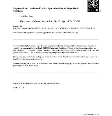 خرید و دانلود نسخه کامل کتاب Polynomial and continued-fraction approximations for logarithmic functions