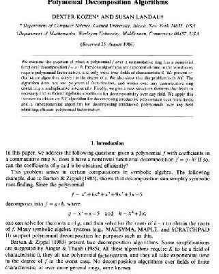 خرید و دانلود نسخه کامل کتاب Polynomial decomposition algorithm