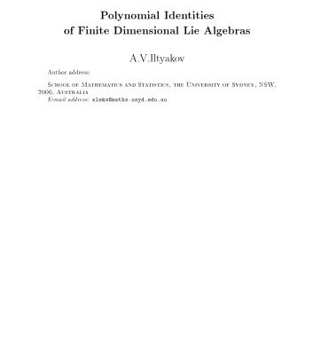 خرید و دانلود نسخه کامل کتاب Polynomial identities of finite dimensional Lie algebras