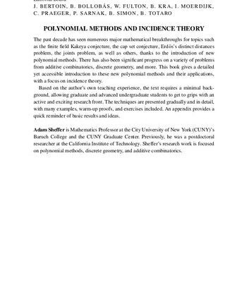 خرید و دانلود نسخه کامل کتاب Polynomial Methods and Incidence Theory