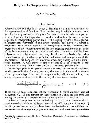 خرید و دانلود نسخه کامل کتاب Polynomial sequences of interpolatory type