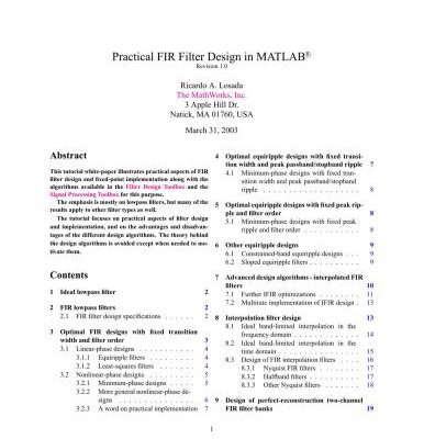خرید و دانلود نسخه کامل کتاب Practical FIR Filter Design in MATLAB