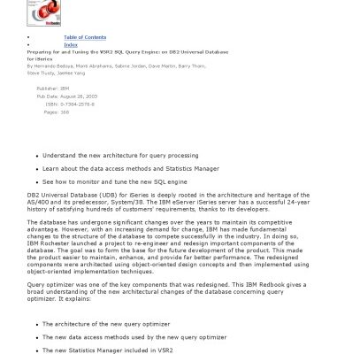 خرید و دانلود نسخه کامل کتاب Preparing for and Tuning the V5R2 SQL Query Engine on DB2 Universal Database for Iseries (IBM Redbooks)