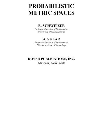 خرید و دانلود نسخه کامل کتاب Probabilistic Metric Spaces