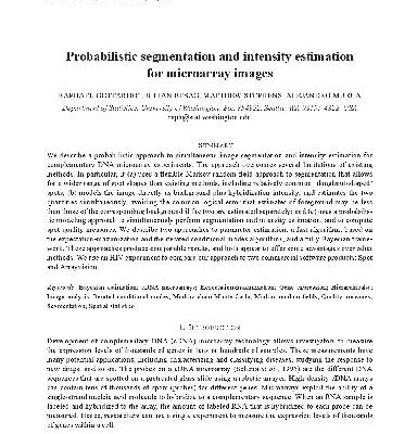 خرید و دانلود نسخه کامل کتاب Probabilistic segmentation and intensity estimation for microarray images