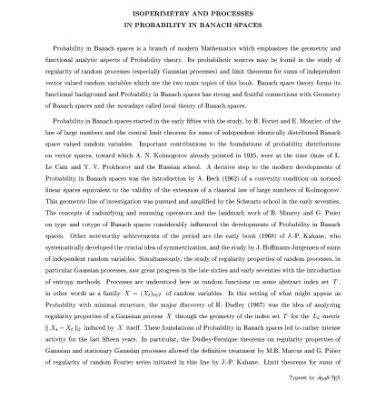 خرید و دانلود نسخه کامل کتاب Probability in Banach Spaces: Isoperimetry and Processes
