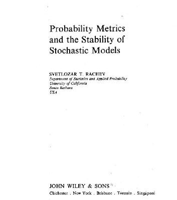 خرید و دانلود نسخه کامل کتاب Probability metrics and the stability of stochastic models