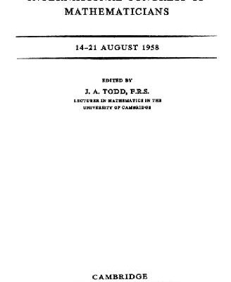 خرید و دانلود نسخه کامل کتاب Proceedings of the International Congress of Mathematicians, 14 – 21 Aug 1958.
