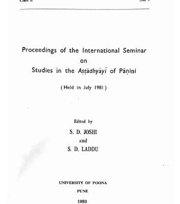 خرید و دانلود نسخه کامل کتاب Proceedings of the International Seminar on Studies in the Aṣṭādhyāyī of Pāṇini (Held in July 1981)