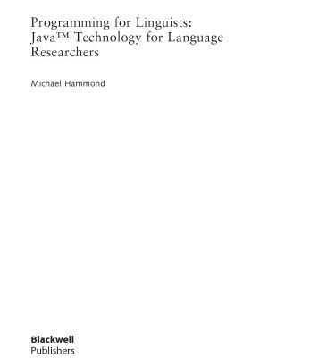 خرید و دانلود نسخه کامل کتاب Programming for Linguists: Java TM Technology for Language Researchers