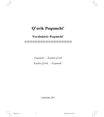 خرید و دانلود نسخه کامل کتاب Q’orik Poqomchi’ Vocabulario maya Poqomchi’
