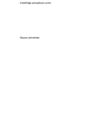 خرید و دانلود نسخه کامل کتاب Quasar Astronomy (Cambridge Astrophysics)