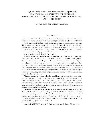 خرید و دانلود نسخه کامل کتاب (Quasy)periodic solution in (in)finite dimensional hamiltonian systems with applications to celestial mechanics and wave equation