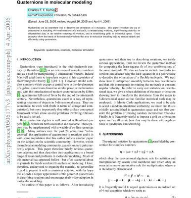 خرید و دانلود نسخه کامل کتاب Quaternions in molecular modeling