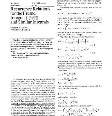 خرید و دانلود نسخه کامل کتاب Recurrence for Fresnel integral