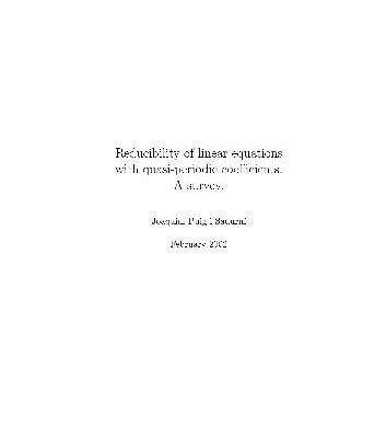 خرید و دانلود نسخه کامل کتاب Reducibility of linear equations with quaziper coeff–survey