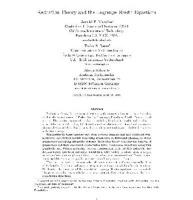 خرید و دانلود نسخه کامل کتاب Reduction theory and the Lagrange-Routh equations