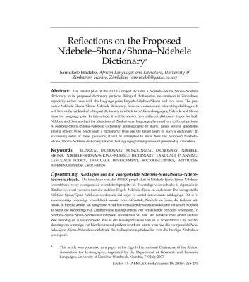 خرید و دانلود نسخه کامل کتاب Reflections on the Proposed Ndebele-Shona / Shona-Ndebele Dictionary