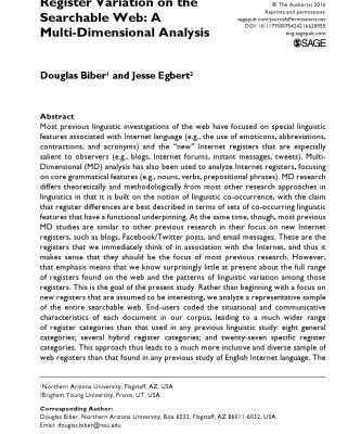 خرید و دانلود نسخه کامل کتاب Register Variation on the Searchable Web: A Multi-Dimensional Analysis [article]