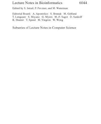 خرید و دانلود نسخه کامل کتاب Research in Computational Molecular Biology: 14th Annual International Conference, RECOMB 2010, Lisbon, Portugal, April 25-28, 2010. Proceedings