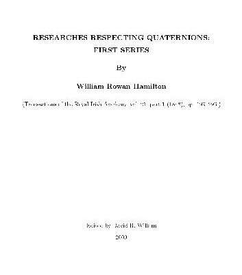 خرید و دانلود نسخه کامل کتاب Researches REspecting Quaternions: First Series