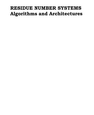 خرید و دانلود نسخه کامل کتاب Residue Number Systems: Algorithms and Architectures