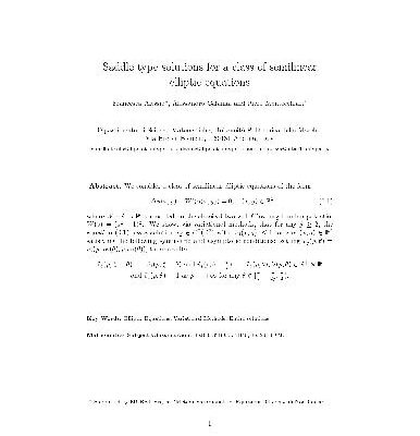خرید و دانلود نسخه کامل کتاب Saddle type solutions for a class of semilinear elliptic equations