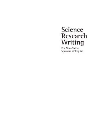 خرید و دانلود نسخه کامل کتاب Science Research Writing: A Guide for Non-Native Speakers of English