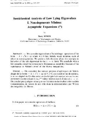 خرید و دانلود نسخه کامل کتاب Semiclassical analysis of low lying eigenvalues 1