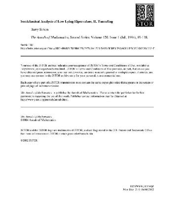 خرید و دانلود نسخه کامل کتاب Semiclassical Analysis of Low Lying Eigenvalues II