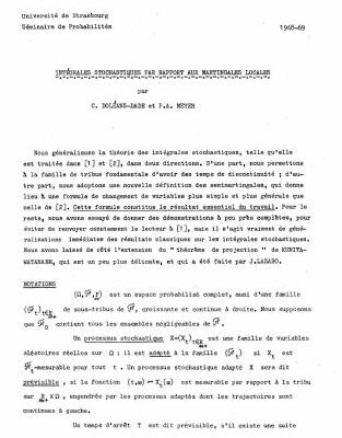 خرید و دانلود نسخه کامل کتاب Séminaire de Probabilités 1967-1980