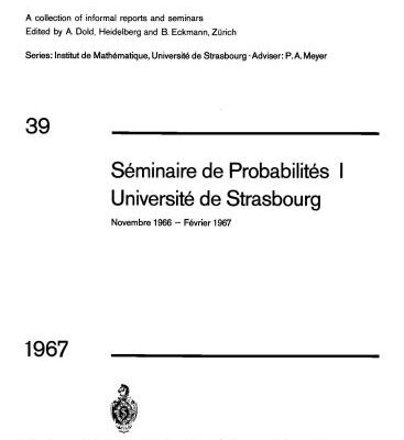 خرید و دانلود نسخه کامل کتاب Seminaire de Probabilites I Universite de Strasbourg