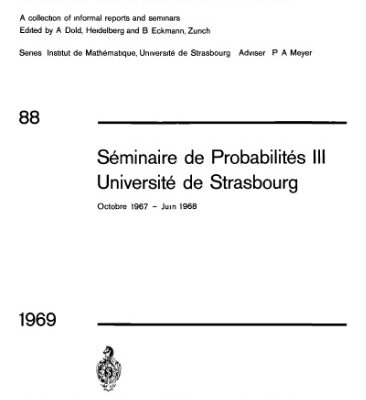 خرید و دانلود نسخه کامل کتاب Seminaire de Probabilites III Universite de Strasbourg