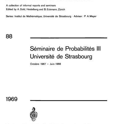 خرید و دانلود نسخه کامل کتاب Seminaire de Probabilites III Universite de Strasbourg