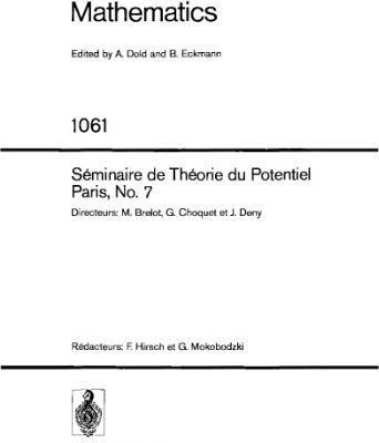 خرید و دانلود نسخه کامل کتاب Seminaire de Theorie du Potentiel Paris No 7