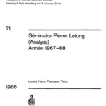 خرید و دانلود نسخه کامل کتاب Seminaire Pierre Lelong (Analyse) Annee 1967-68